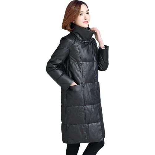 Genuine Leather Jacket Women Top Quality Real Sheep Skin Leather Duck Down Coat Autumn Winter Warm OT1817 MF556