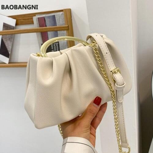Small Totes With Metal Handle Summer New High-quality PU Leather Womens Designer Handbag Pleated Shoulder Messenger Bag