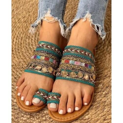 Ethnic Summer Women Slippers Totem Flip Flops Female Shoes Gladiator Casual Slip On Womens Sandals Ladies Beach Sandalias