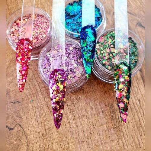 1Pc/10G Jar All Glitter Acrylic Nail Dip Powder Chameleon Acrylic Glitter Powder Nail Glitter Color Shift Nail Dip Powder