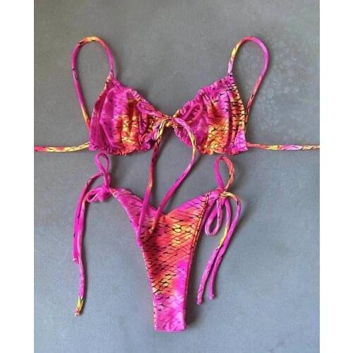 2021Bikini Swimwear Swimsuit Women Solid Bathing Suit Printed Split Bikinis Set Female Beachwear Biquini For Summer Swimming