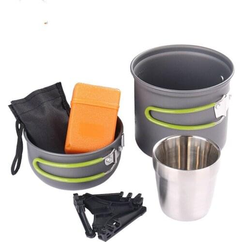 8pcs Outdoor cooker Set Camping Pot Portable BBQ tableware furnace Head aluminum cookware stove burner