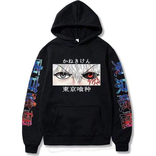 Anime Hoodie Tokyo Ghoul Kaneki Eyes Horror Printed Hoodies Cozy Tops Pullovers Hooded Sweatshirts Harajuku