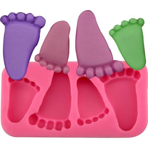 Free Shipping New Baby 3D Silicone Soap Molds Candle Mold Boy and Girl Feet Cake Decoration Cupcake Mould A1151