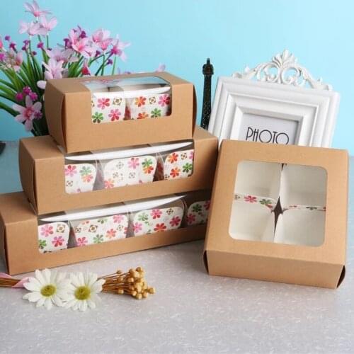 Paper cake boxes macaron kraft box with paper cake window cookie box packing box for wedding cake cookies