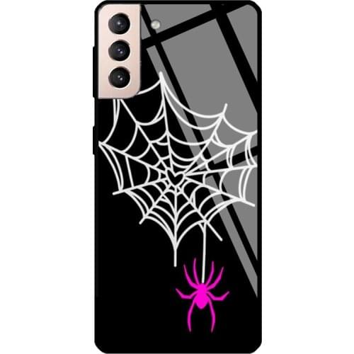 WEB OF LOVE Tempered Glass Case For Samsung Galaxy S21 Ultra Note 20 S8 S9 S10 Note 10 Plus S20 FE