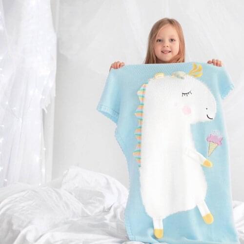 Baby Blankets Knitted Newborn Cute Cartoon Soft Warm Swaddle Kids Bath Towels 110*65cm Toddler Infantil Stroller Bedding Blanket