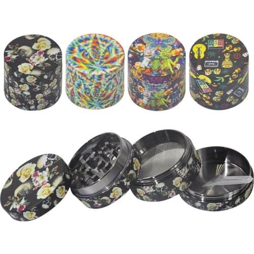 Smoke accesoires Zinc alloy 4-layer 40mm cigarette grinder Innovative full-body color printing of various patterns