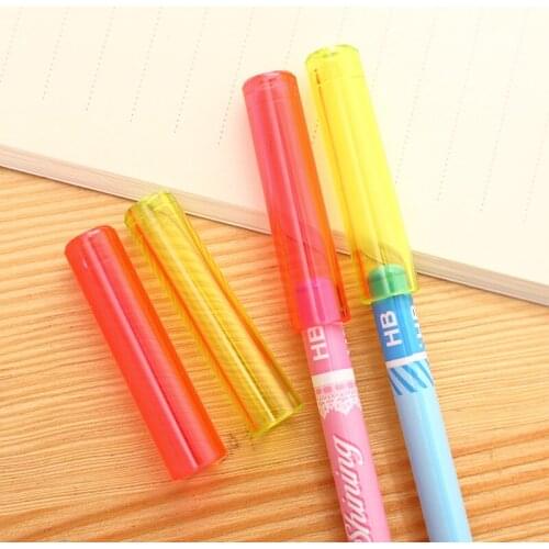 Pencil Cap Colorful Cute Kawaii Silicone Pencil Protection Cap Pencil Extender Pen Topper Stationery School Supplies 6pcs/lot