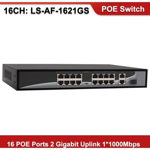 Anpviz 16 ports POE Switch with 16 POE Ports 2 Gigabit Uplink 1*1000Mbps SFP Power to IP Camera, Wireless AP, IP Phone