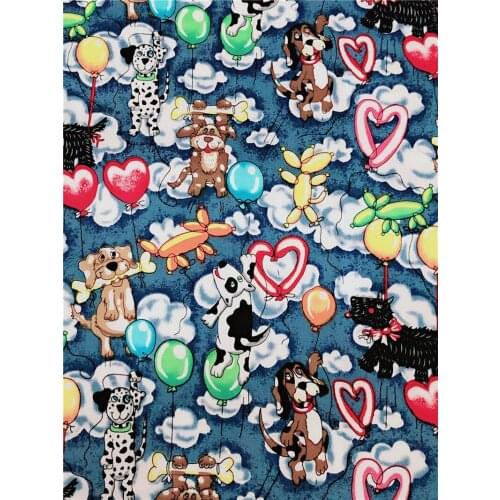 Colorful balloons and pets pattern vintage fabric Retro style cotton fabric for DIY Bag shirt dress cloth 1meter