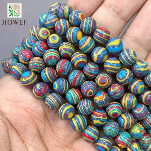 Lake Blue Lace Malachite Stone Beads Round Loose Spacer Beads for Jewelry Making DIY Charms Bracelet 15" Strand 4 6 8 10 12MM