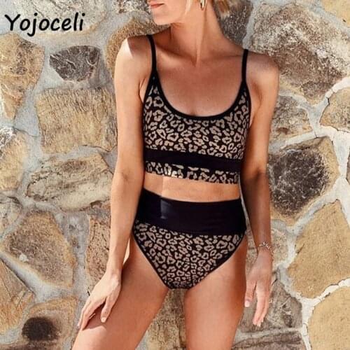 Yojoceli summer holiday leopard print bodysuit 2 pieces set bodysuit boho beachwear bikini sets