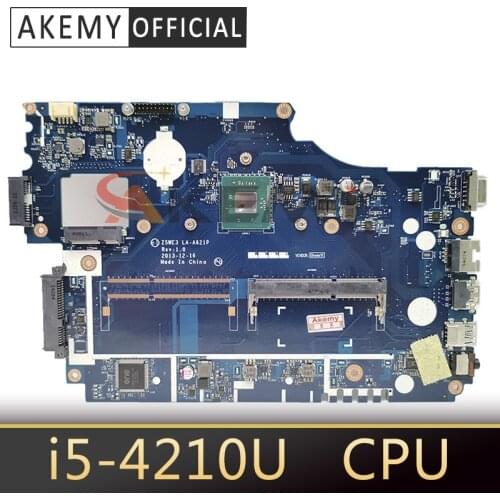 Akemy Laptop Motherboard For ACER Aspire E5-531 i5-4210U Mainboard LA-B161P SR1EF DDR3