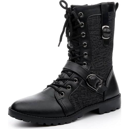 Winter Boots Men Leather Boots Men High Top Shoes Round Head Winter Footwear Lace Casual Shoes Man Plus Size tyh6