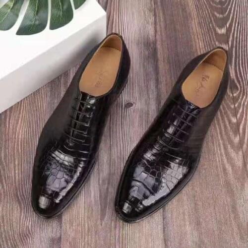 2021 new design 100% real genuine crocodile skin alligator leather men business shoe cow skin lining male shoe cow skin sole