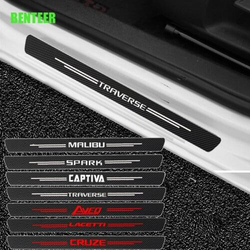 4pcs Carbon Fiber Car Door Sticker For Chevrolet Aveo Captiva Cruze Lacetti Malibu Spark TRAILBLAZER Traverse
