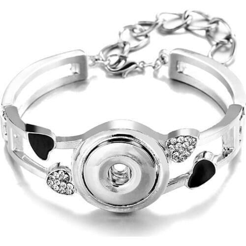 New arrival Metal 305 heart Fashion Link Snap Button Bracelets Bangle Interchangeable Charm Jewelry For Women Fit 18mm button