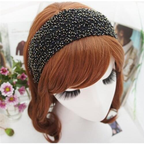 Fashion Luxurious Pearls nail bead Hair Hoop Headband Hairband for Women Girls Broad edge Bohemia Hair Band Hair Accessories