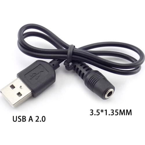 2pcs Type A USB to DC Male Plug jack Female Converter DC Power Supply 1.35x3.5mm Connector Extension Cable Cord Charger