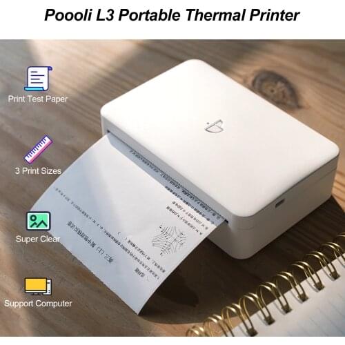 Poooli L3 300dpi Portable Thermal Printer 57.5mm/79.5mm/110mm Paper Width BT Wireless Photo Printer Grayscale Mode Label Sticker
