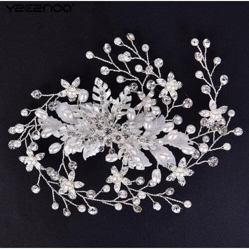 Clips Romantic Rhinestone Tiara Bridal Crown Hair Pins Bride Hair Jewelry Crystal Pearl Flower HairPin Wedding Hair Accessories