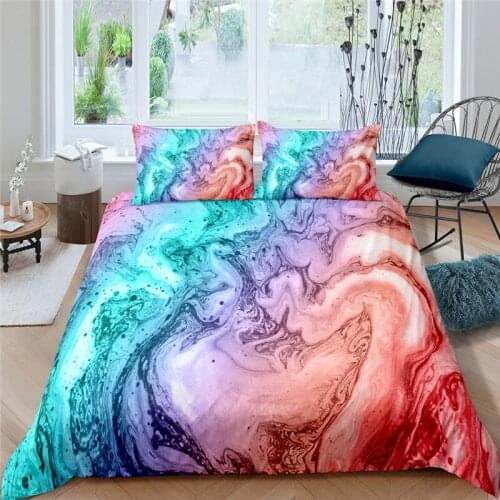 Luxury 3D Color Marble Texture Print Kids Bedding Set Comfortable Duvet Cover Pillowcase Home Living Single Queen and King Size