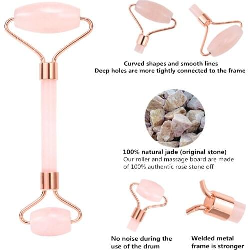 Rose Quartz Roller Facial Massager Face Lift Massager Lifting Tool Natural Jade Rolling Stone Skin Massage Beauty Care