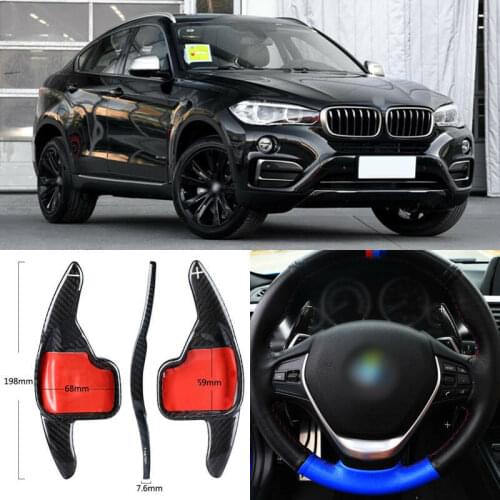 Carbon Fiber Gear DSG Steering Wheel Paddle Shifter Cover Fit For BMW X6 2017-18