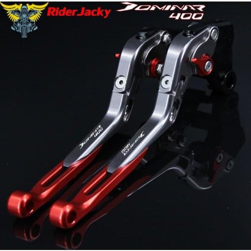 !Logo Dominar400 Red+Titanium For Bajaj Dominar 400 2017-2018 CNC Adjustable Folding Extendable Motorcycle Brake Clutch Levers