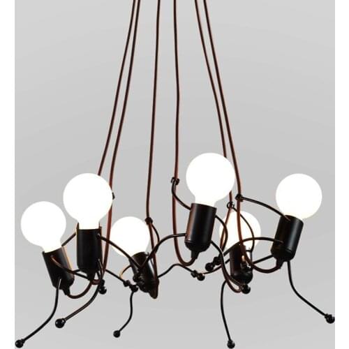 Nordic Small Iron Man 180Degrees Adjustment LED Pendant Lights Lamps for Corridor Art Minimalist Modern Living Room Room Bedside