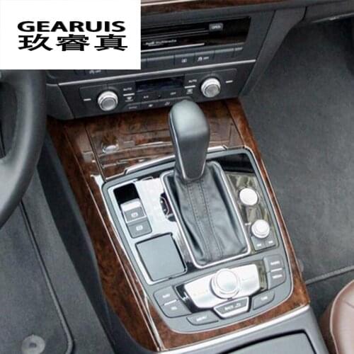 Car Styling For Audi A6 C7 Water Cup Holder covers Stickers Gear Shift Control Panel metal Frame Trim Auto interior Accessories