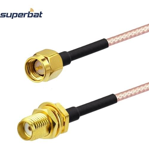 Superbat SMA Plug to SMA Jack Adapter Connector RF Pigtail Coaxial Cable RG316 50cm for 3G/4G Wireless Antenna