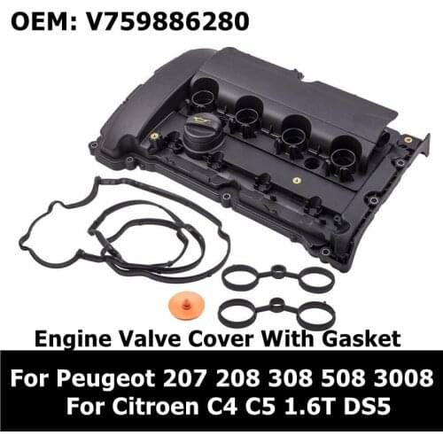 Car Accessories Engine Valve Cover WIth Gasket V759886280 For Peugeot 207 208 308 508 3008 5008 Citroen C4 C5 1.6T DS5
