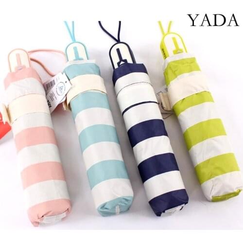 YADA New British Style Stripe Pattern Automatic Umbrella Women UV Rainproof Umbrella Parasol Rain Sun Light Umbrellas YD200288
