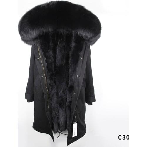 Maomaokong 2020 new Fashion womens real rabbit fur lining winter jacket coat natural fox fur collar hooded long parkas outwear