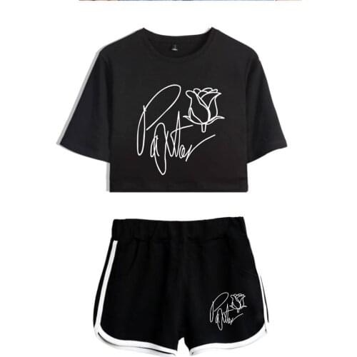 2020 Web celebrity payton moormeier PYTN Two Piece Set Summer Sexy Cotton T shirt Woman Shorts and Crop Top Fashion Tracksuit
