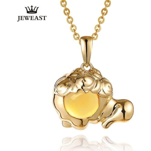 ZNZOZB Leo Natural citrine 9K Pure Gold Pendant Real AU Solid Gold Upscale Trendy Classic Party Fine Jewelry Hot Sell New 2020