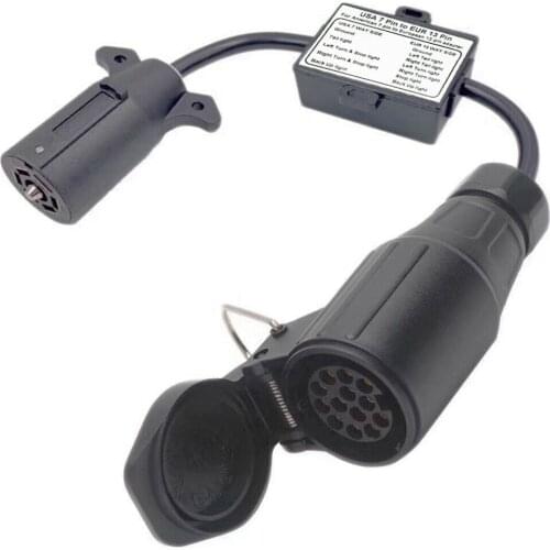 1pc US Vehicle 7-Way Plug To European 13-Pin Round Connector Trailer Light Converter Exterior Accessories