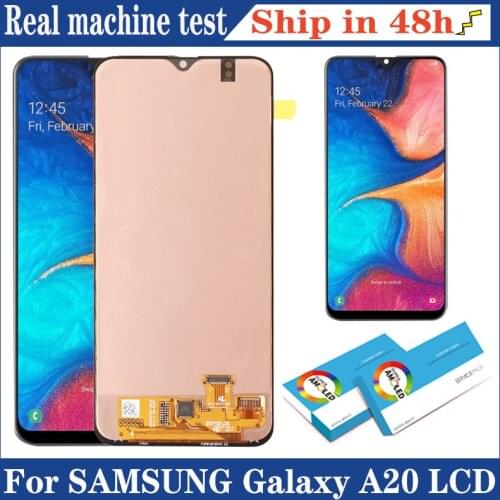 100% Original 6.4'' AMOLED Display for Samsung Galaxy A20 A205 SM-A205F Full LCD Touch Screen Digitizer Assembly Repair Parts