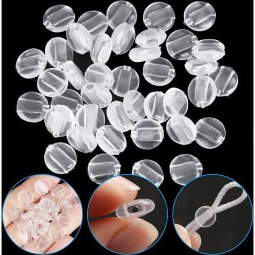 100pcs Plastic Flat Spiral Buckle Adjustable Bead Anti-slip Buckle Elastic Band Cap Stopper Ear Cord Drawstring Button