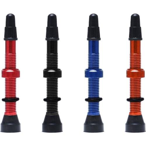 2 Pcs/set Bike Tire Air Valve Bike Tubeless Wheel Valve Kit Copper Core Alloy Stem Rubber Base