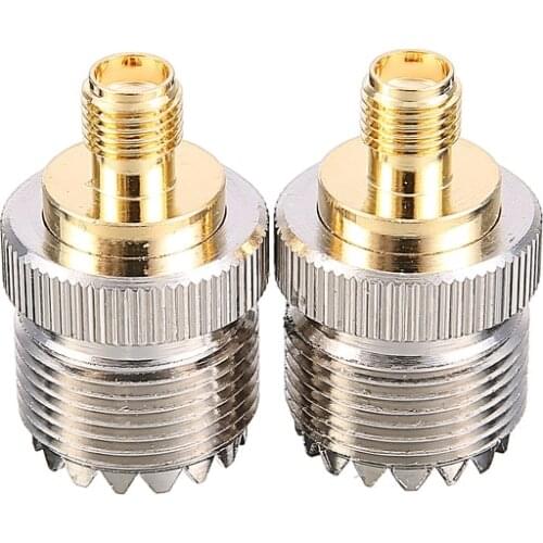 2pcs Gold Plated S021A SMA-F to UHF-F SO239 Antenna Adapter for Baofeng UV-5R/PX-888 Walkie Talkie Coaxial Kits Accessories