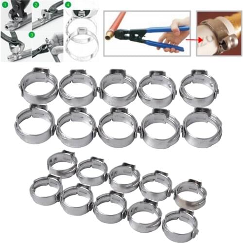20 Pcs Auto Adjustable Single Ear Hose Clip O Clips (8.8 10.5mm + 7.0 8.7mm)
