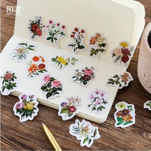 46 Pcs/Set Retro Beautiful Flower Paper Sticker Decoration DIY Handmade Arts Craft Sticker