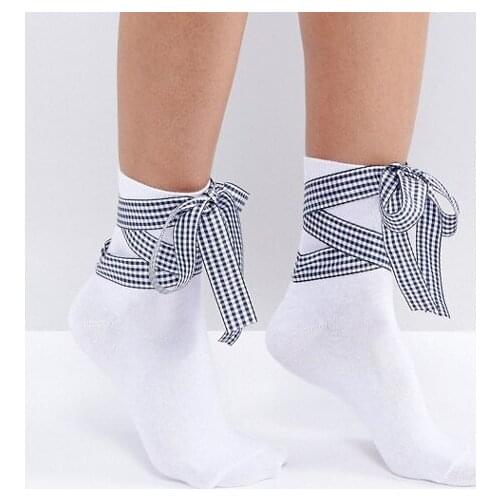 6 Colors.Chic Womens Candy Color Ribbon Bow Socks.Casual Girls Lolita Ballet Lace up Socks.Cute Ladies Bow knot Sox.C-0246