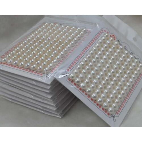 AAA Wholesale 1 Card 7-7.5mm Button LOOSE Freshwater Pearl half drilled