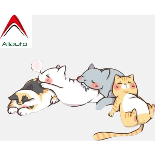 Aliauto Cartoon Car Stickers Lovely Four Sleeping Cats Accessories Vinyl Decal for Bmw Chevrolet Audi B8 Toyota ,14cm*8cm