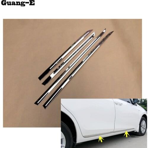 Car Styling Stainless Steel Side Door Body Trim Stick Strip Lamp Panel Molding 4pcs For Toyota Corolla Altis 2014 2015 2016