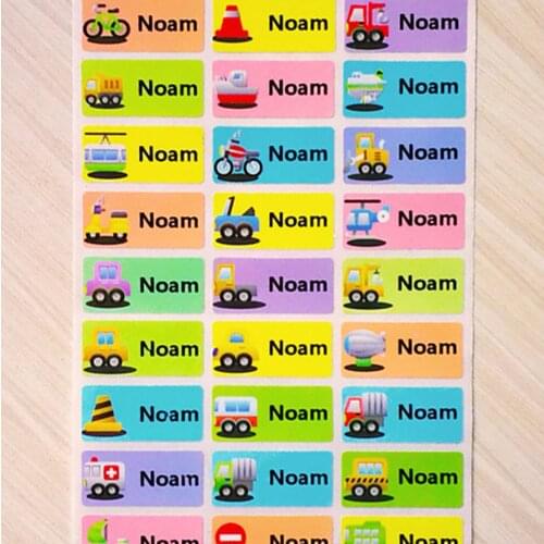 Custom Name Stickers 60pcs DIfferent Cartoon Water Proof Name Table School Stationary Personalized Tag 28*13mm